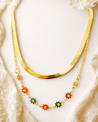 Blossom Glow Layered Korean Necklace