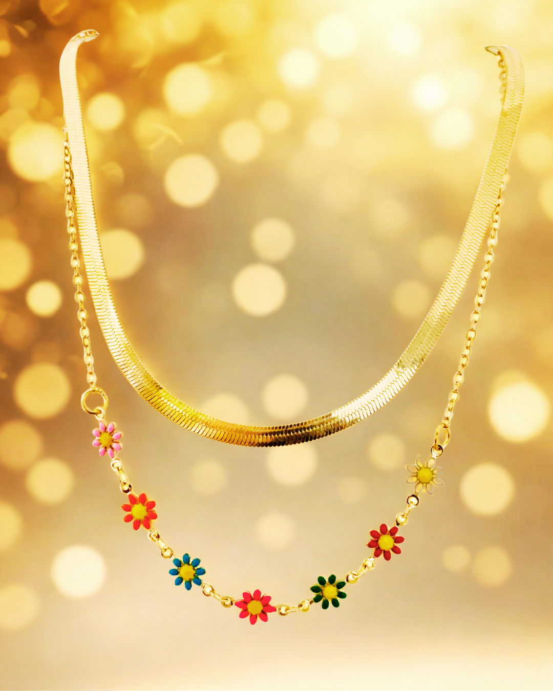 Blossom Glow Layered Korean Necklace