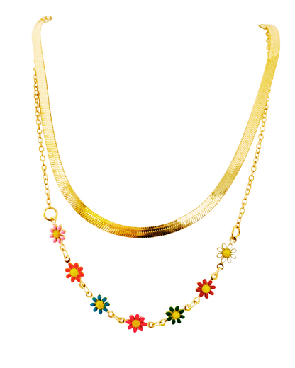 Blossom Glow Layered Korean Necklace