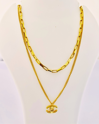Chanel-Inspired Layered Gold Korean Necklace