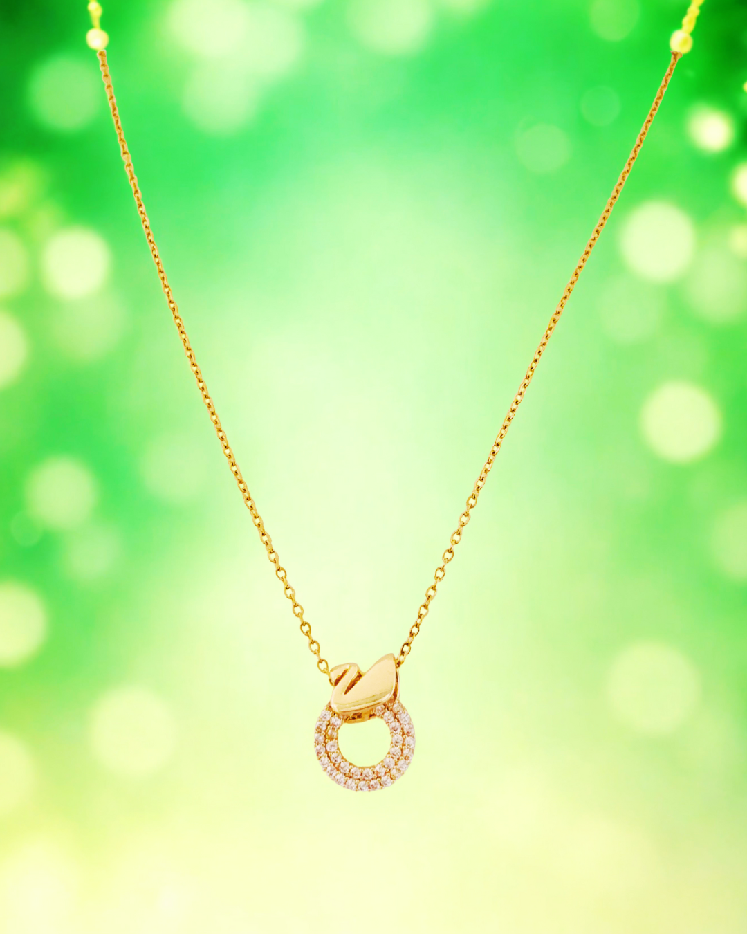 Golden Spark Loop Korean Pendant Necklace