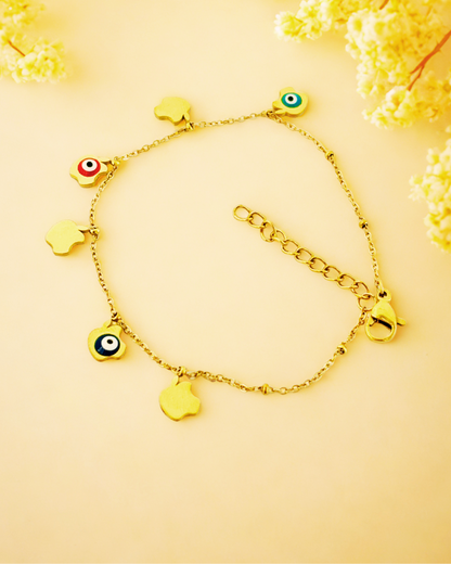 Gold-Plated Evil Eye Charm Korean Bracelet