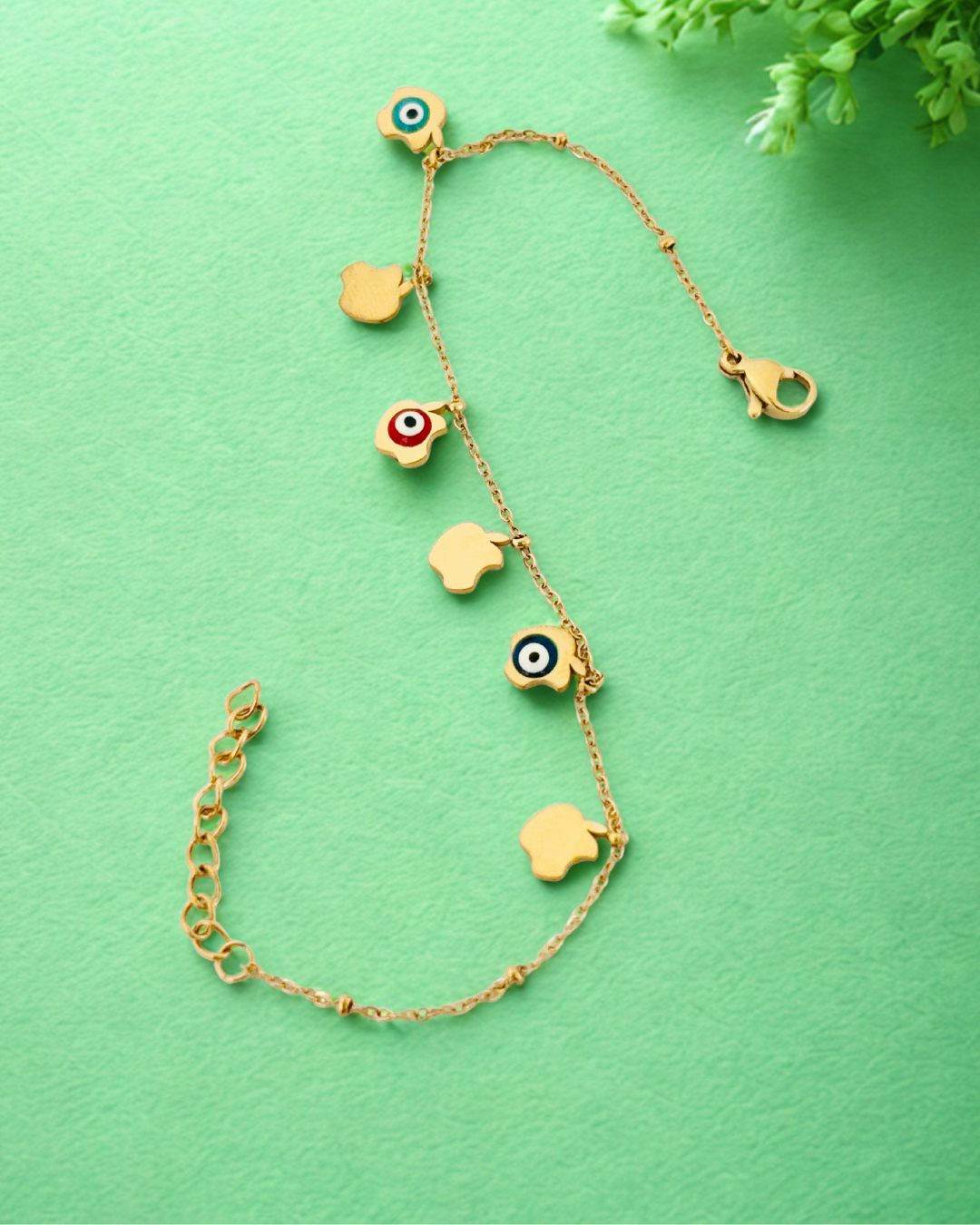 Gold-Plated Evil Eye Charm Korean Bracelet