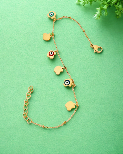 Gold-Plated Evil Eye Charm Korean Bracelet