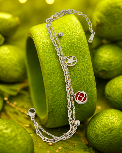 Gold-Plated Double Chain Charm Bracelet