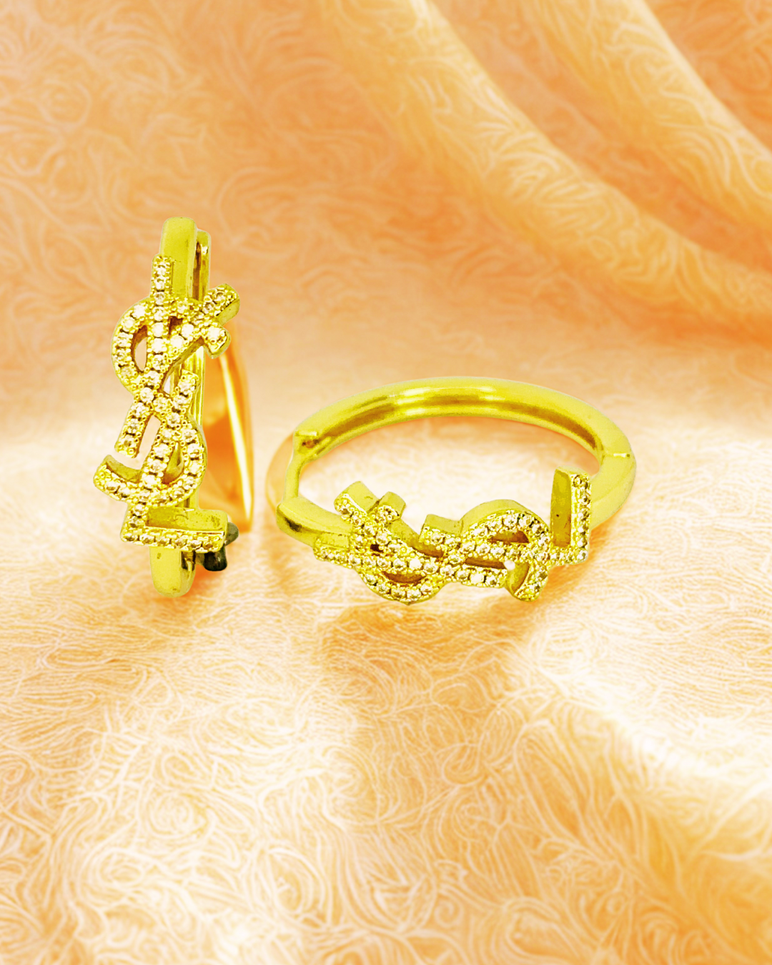 YSL Logo Gold-Plated Hoop Earrings