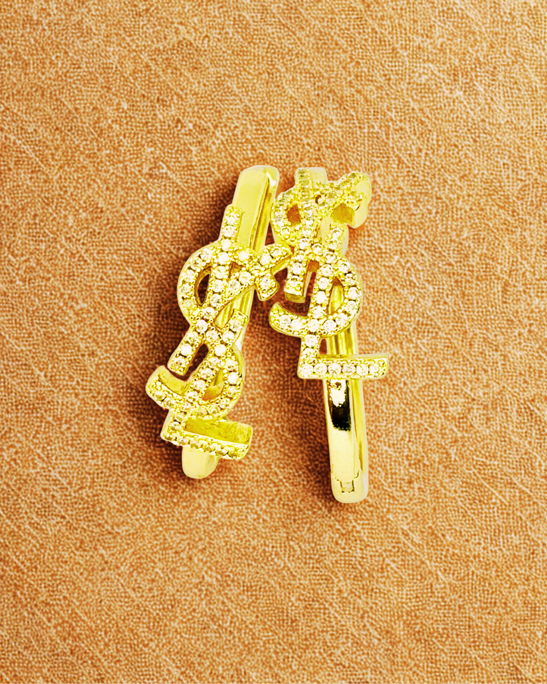 YSL Logo Gold-Plated Hoop Earrings