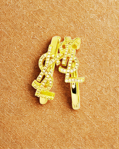 YSL Logo Gold-Plated Hoop Earrings