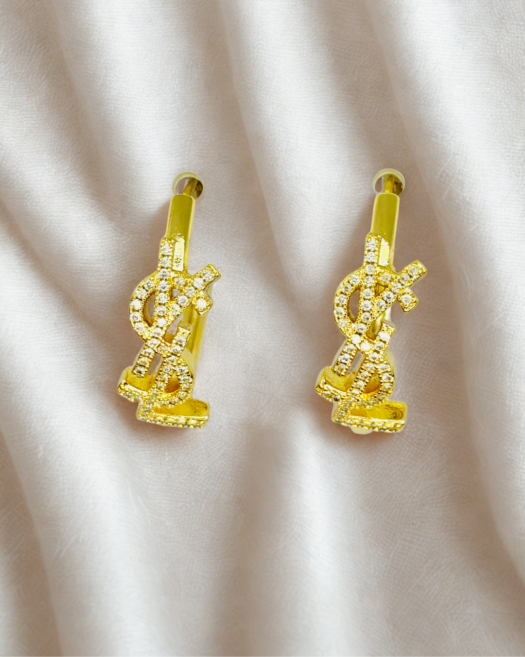 YSL Logo Gold-Plated Hoop Earrings