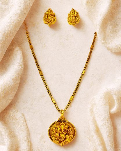 Antique Ganesh Pendant Temple Necklace Set