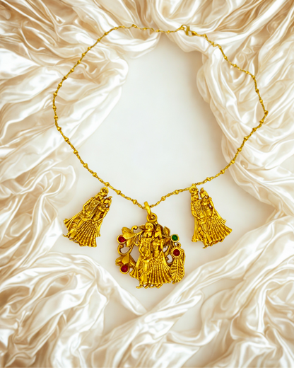 Radha Krishna Gold-Plated Temple Necklace Set