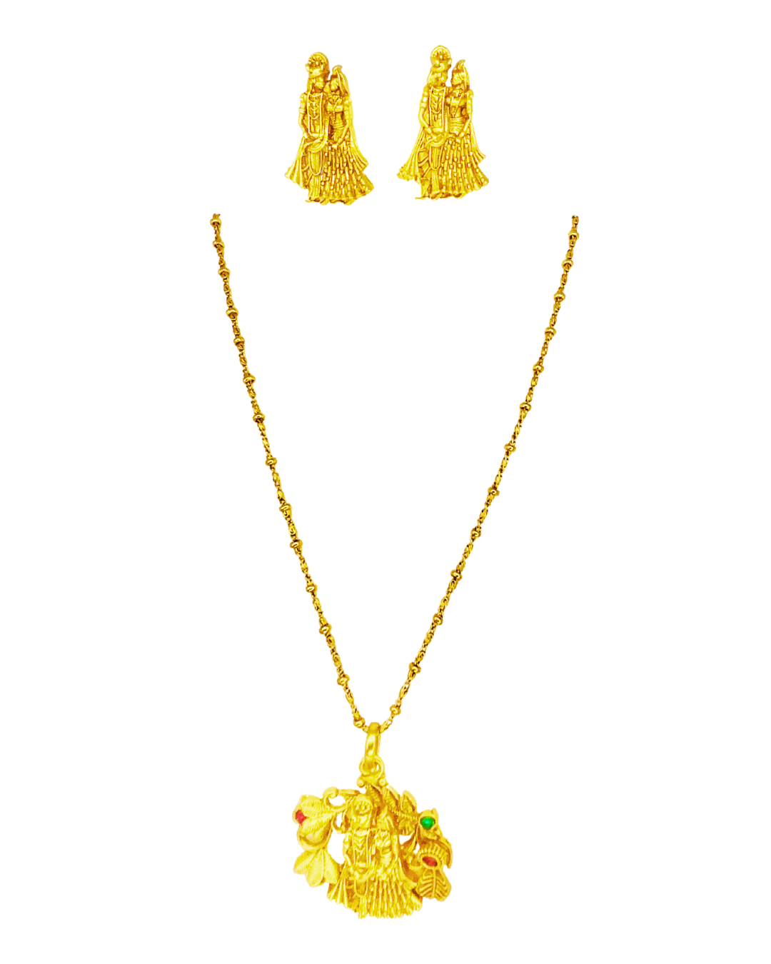 Radha Krishna Gold-Plated Temple Necklace Set