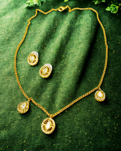 Crystal Drop Gold-Plated Kundan Necklace Set