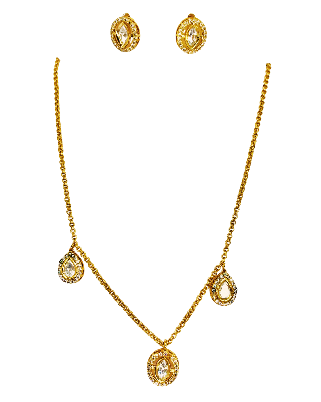Crystal Drop Gold-Plated Kundan Necklace Set