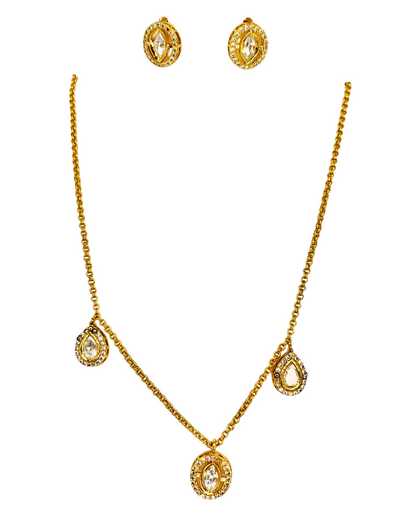 Crystal Drop Gold-Plated Kundan Necklace Set