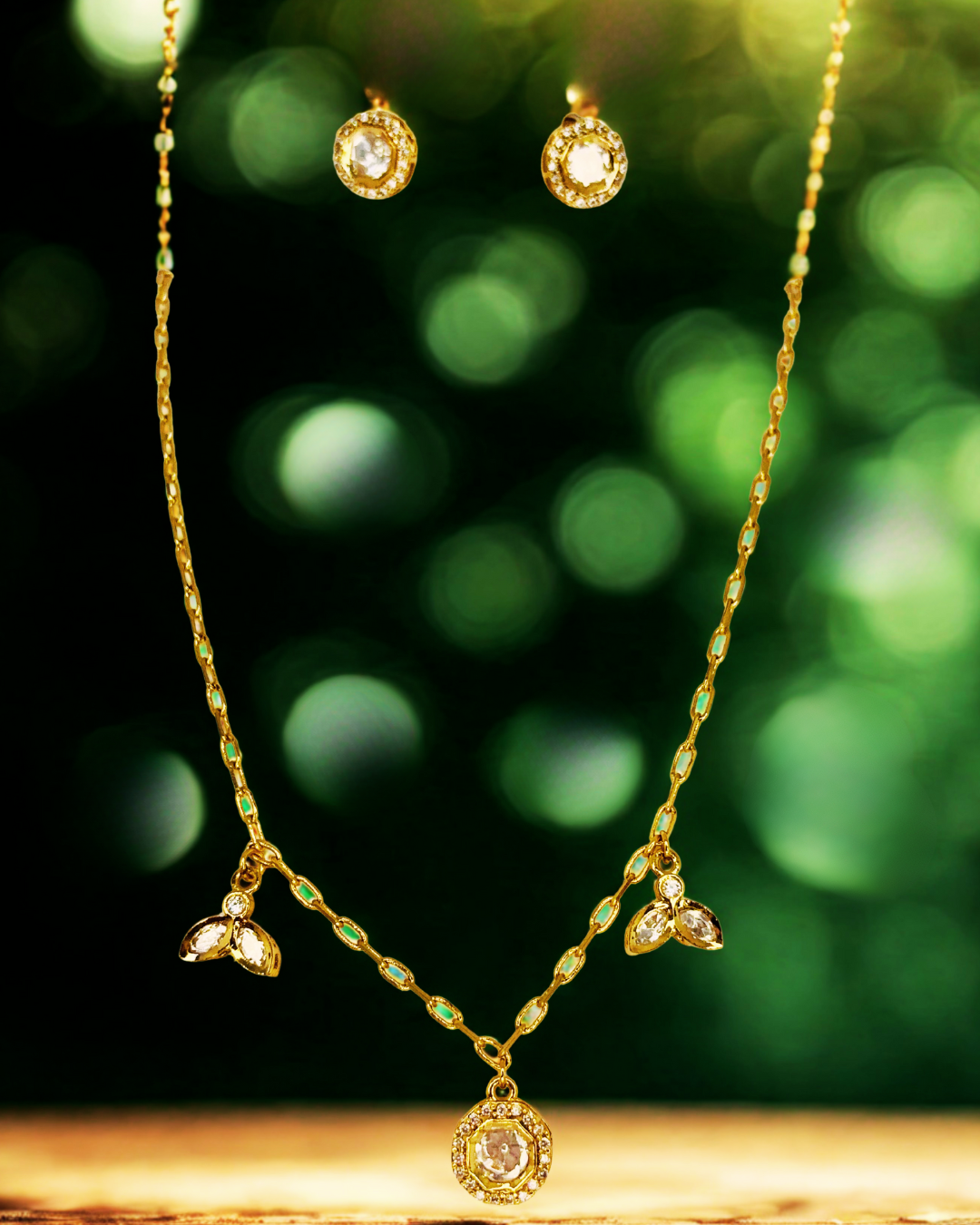 Crystal Drop Gold-Plated Kundan Necklace Set