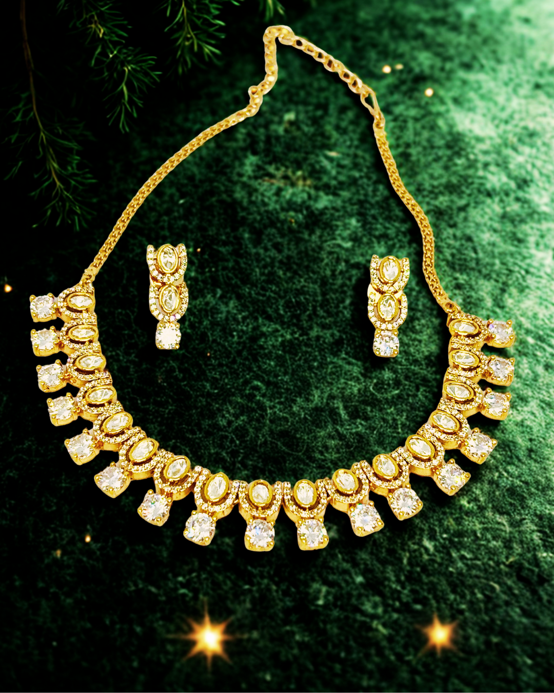 Royal Amethyst & Kundan Gold-Plated Necklace Set