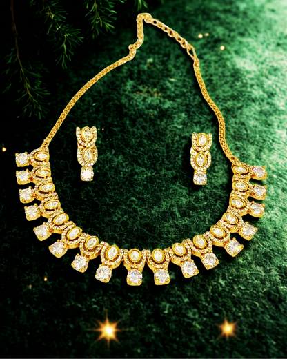 Royal Amethyst & Kundan Gold-Plated Necklace Set