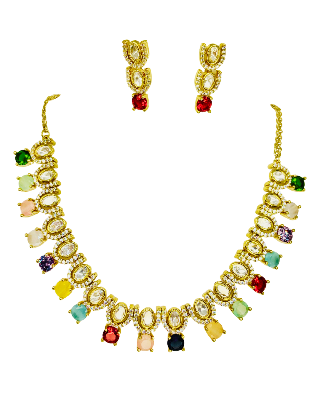 Royal Amethyst & Kundan Gold-Plated Necklace Set