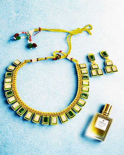 Emerald Prism Kundan Set