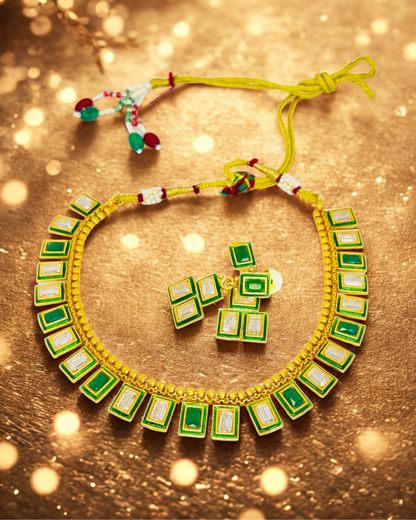 Emerald Prism Kundan Set