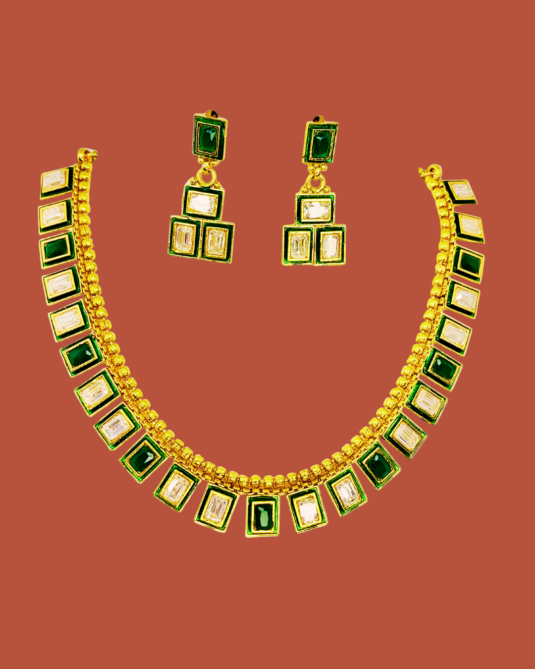 Emerald Prism Kundan Set