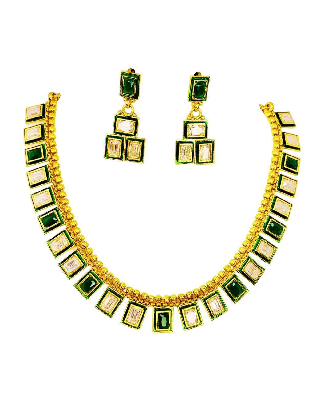 Emerald Prism Kundan Set