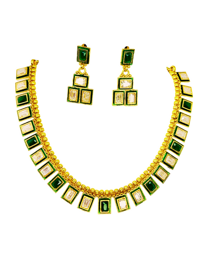 Emerald Prism Kundan Set