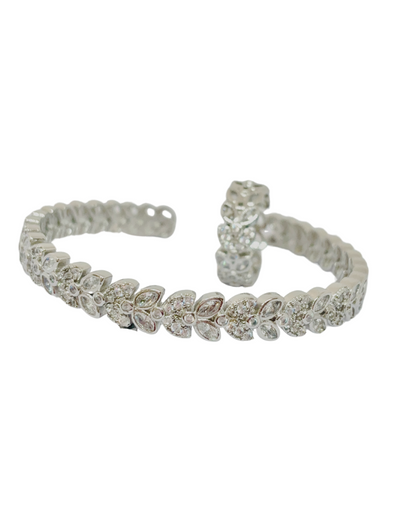 Floral Sparkle CZ Bangle-Ring Set