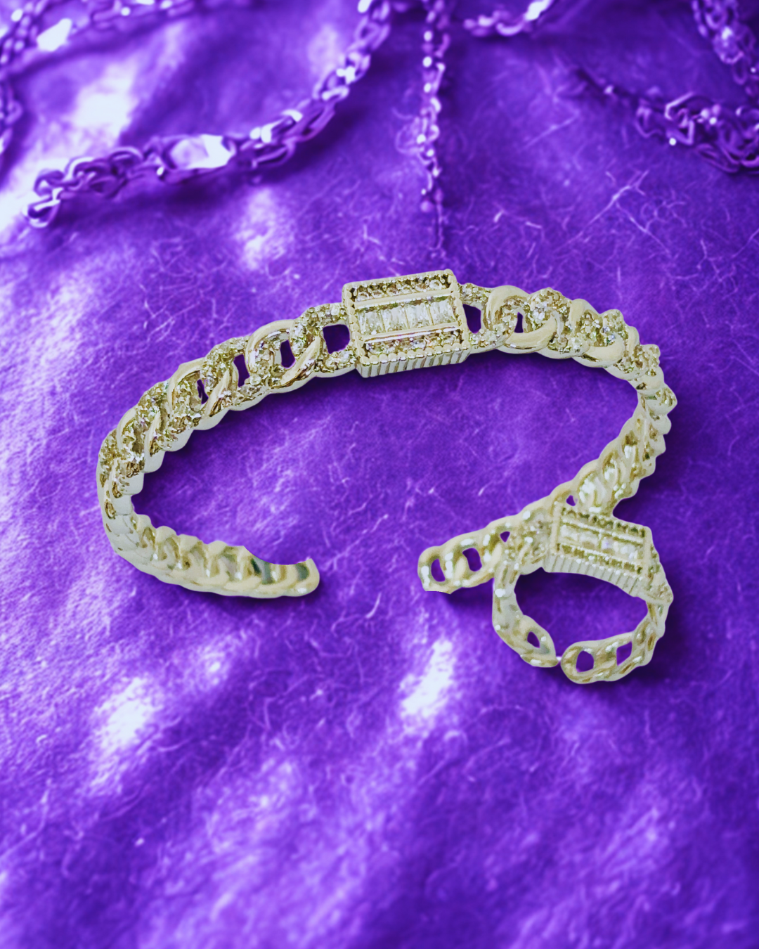 Floral Sparkle CZ Bangle-Ring Set