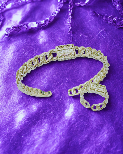 Floral Sparkle CZ Bangle-Ring Set