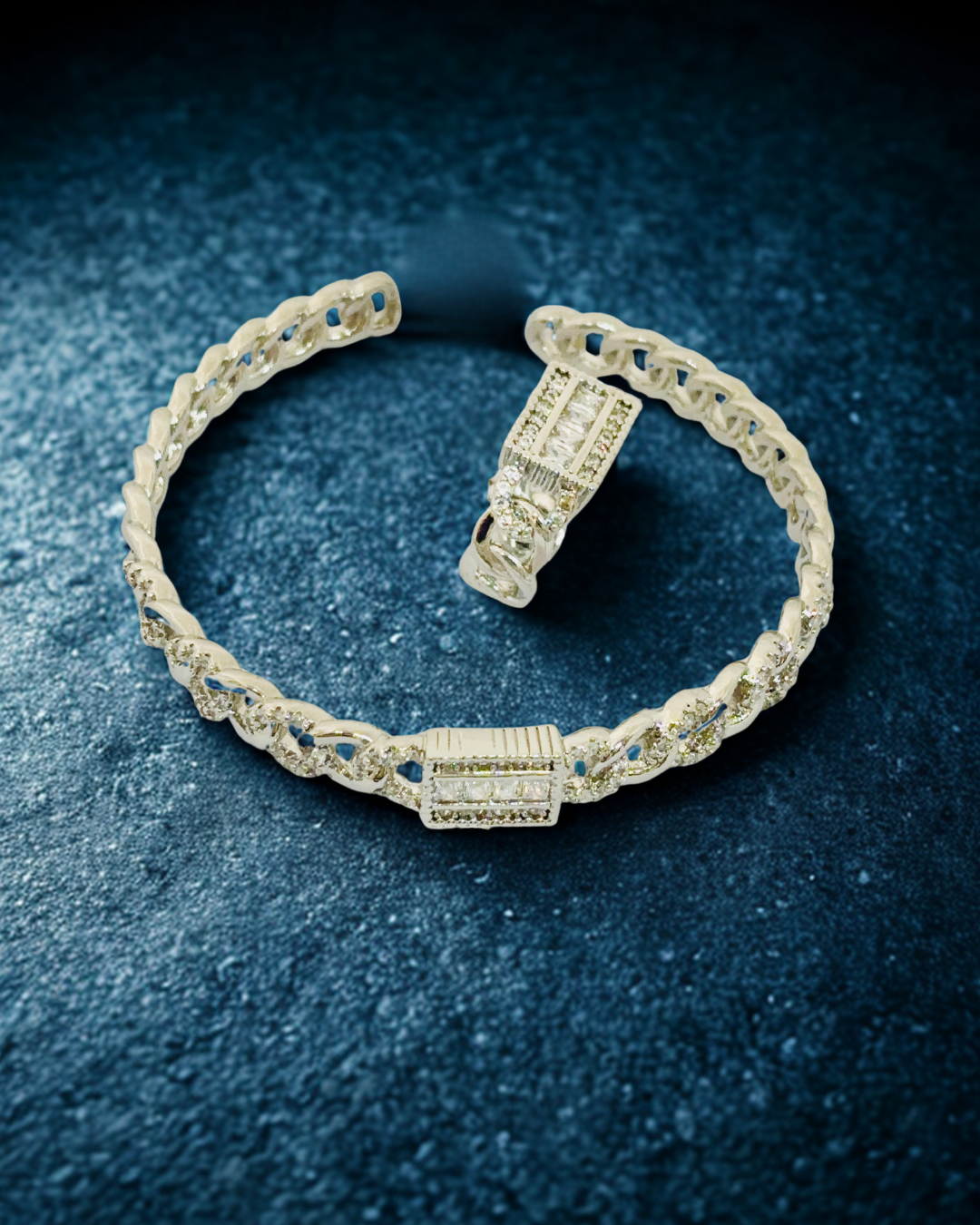 Floral Sparkle CZ Bangle-Ring Set