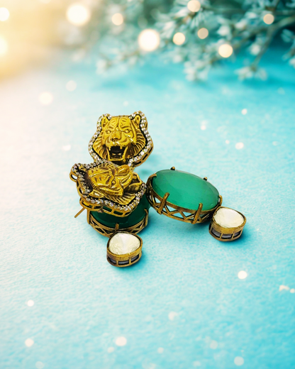 Royal Tiger Head Drop Earrings