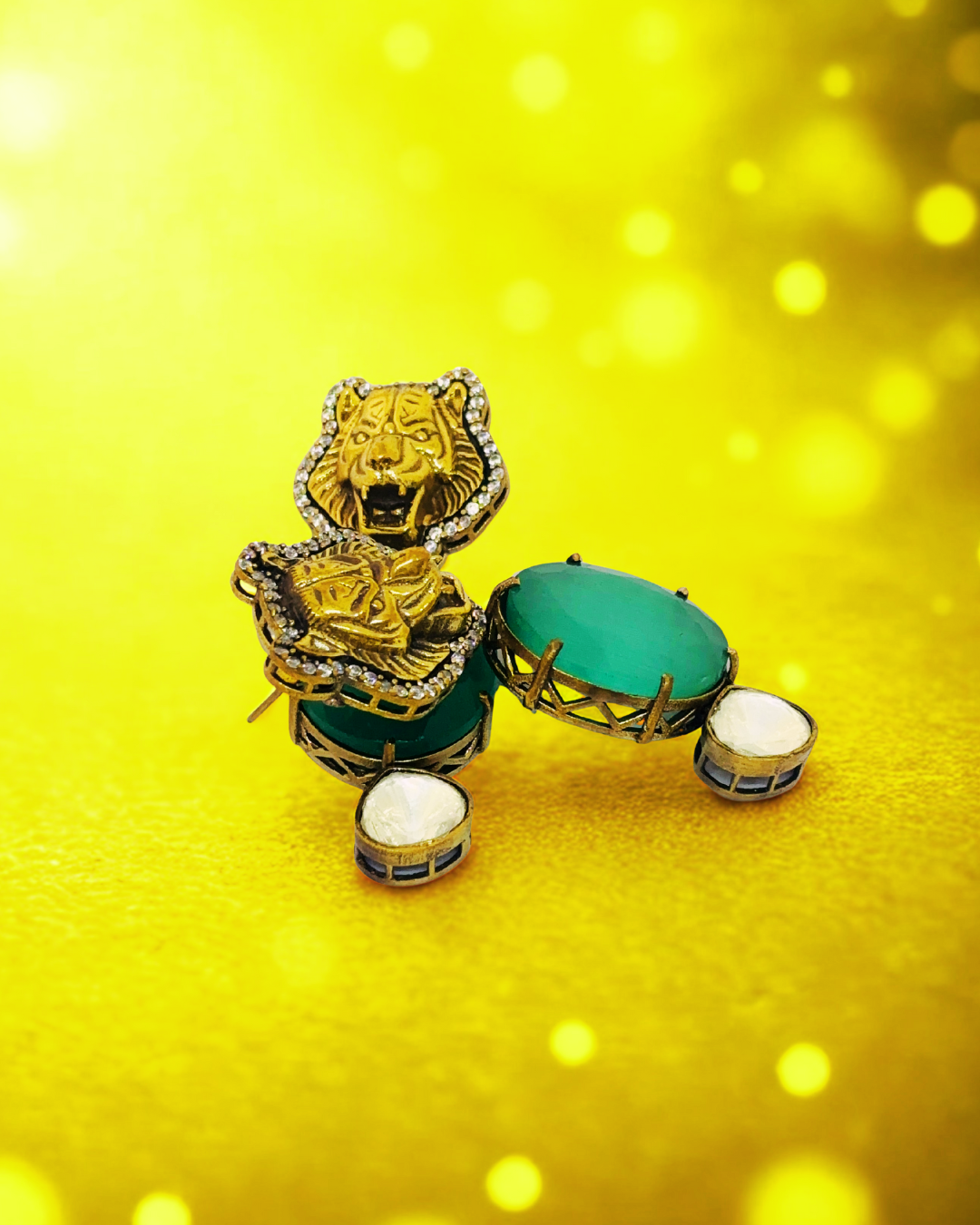 Royal Tiger Head Drop Earrings