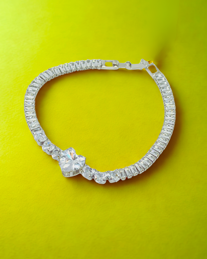 Heart Solitaire Tennis Bracelet