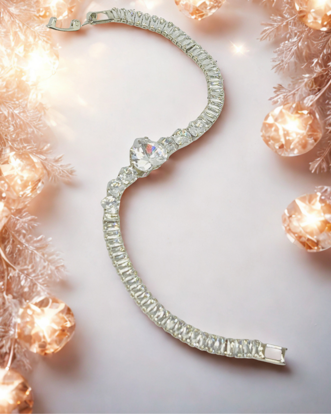 Heart Solitaire Tennis Bracelet