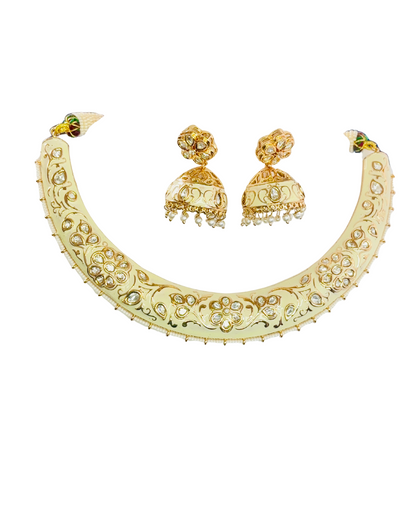 Rjasthani Gold-Plated Necklace Set with Jhumka Earrings.