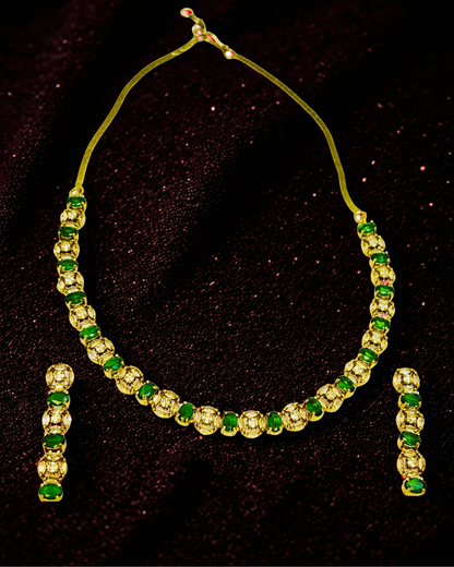 Stone-Studded Necklace Set with Earrings.