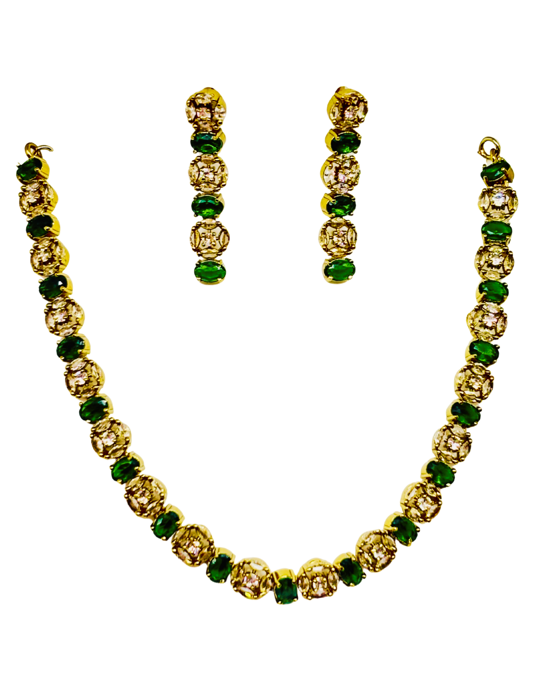 Stone-Studded Necklace Set with Earrings.