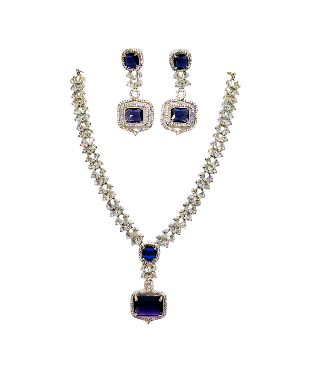 Royal Blue Stone AD Necklace Set