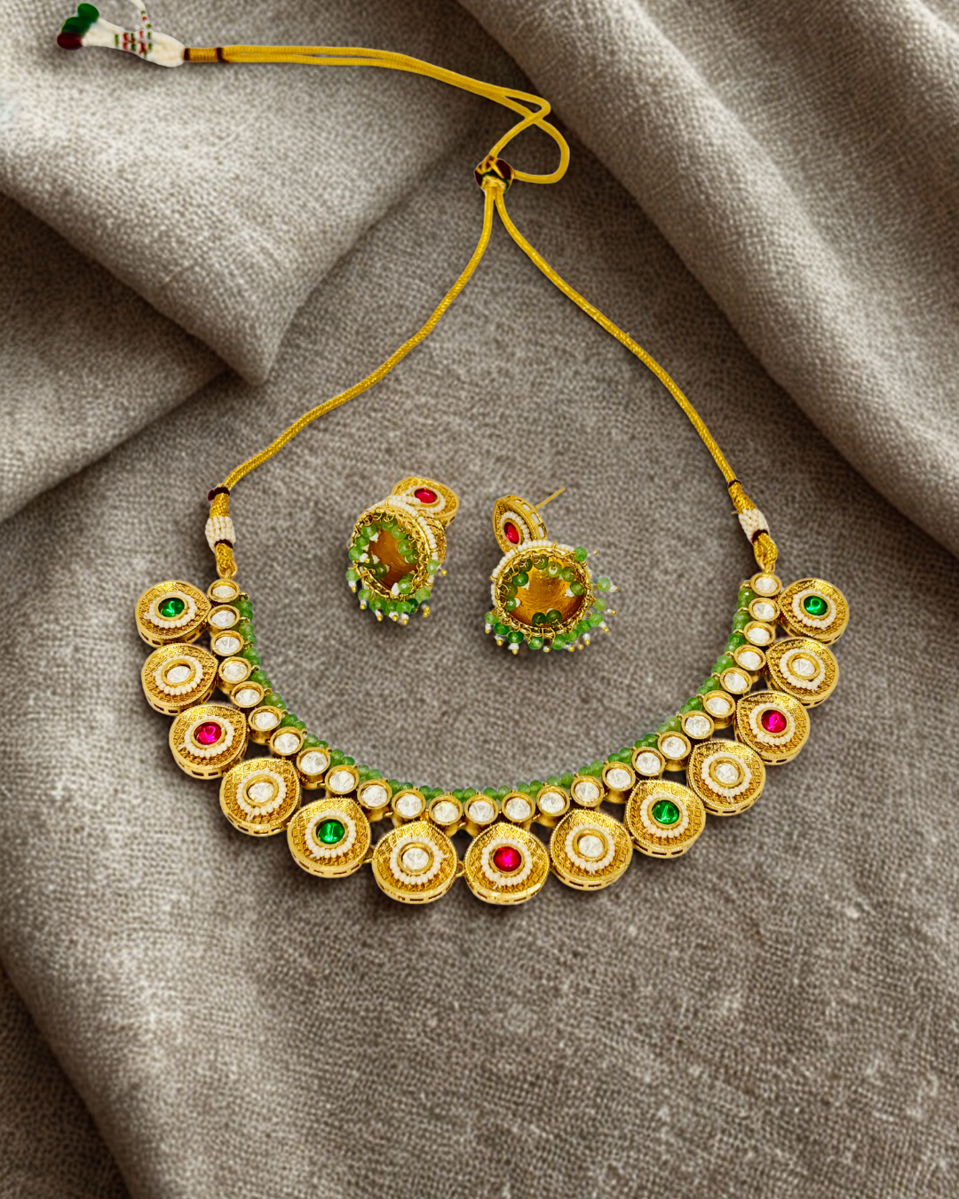 Traditional Choker Necklace Set with Jhumka Earrings