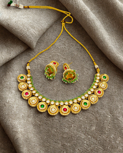Traditional Choker Necklace Set with Jhumka Earrings