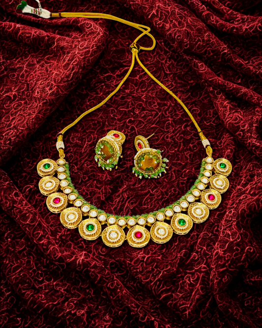 Traditional Choker Necklace Set with Jhumka Earrings