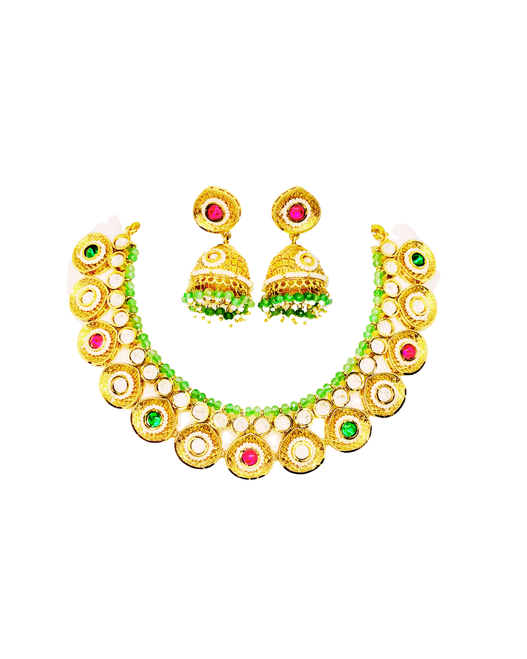 Traditional Choker Necklace Set with Jhumka Earrings