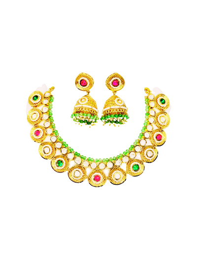 Traditional Choker Necklace Set with Jhumka Earrings