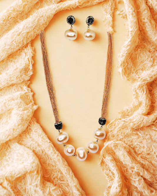 Elegant Pearl Bead Necklace Set