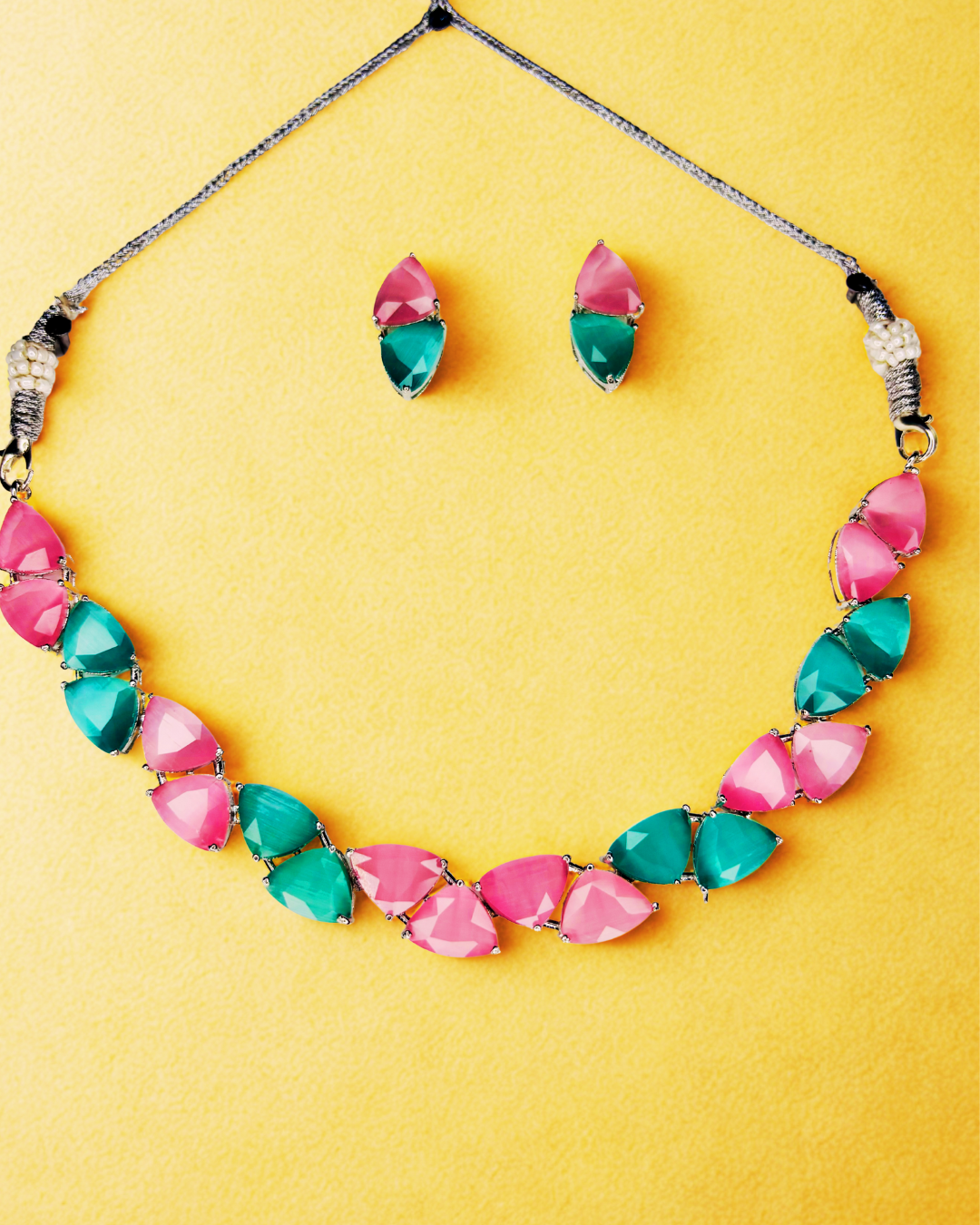 Pop Glam Dual-Tone AD Necklace Set