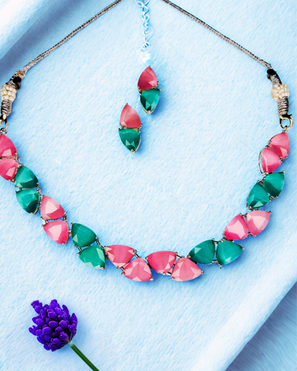 Pop Glam Dual-Tone AD Necklace Set