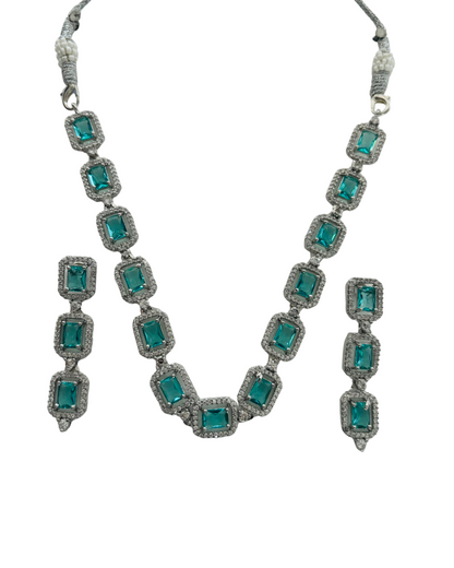Emerald Elegance AD Necklace Set