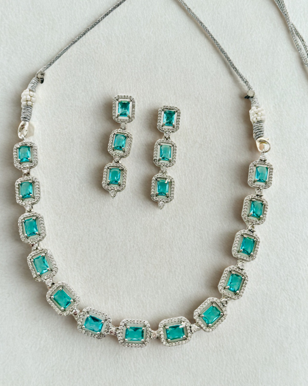 Emerald Elegance AD Necklace Set
